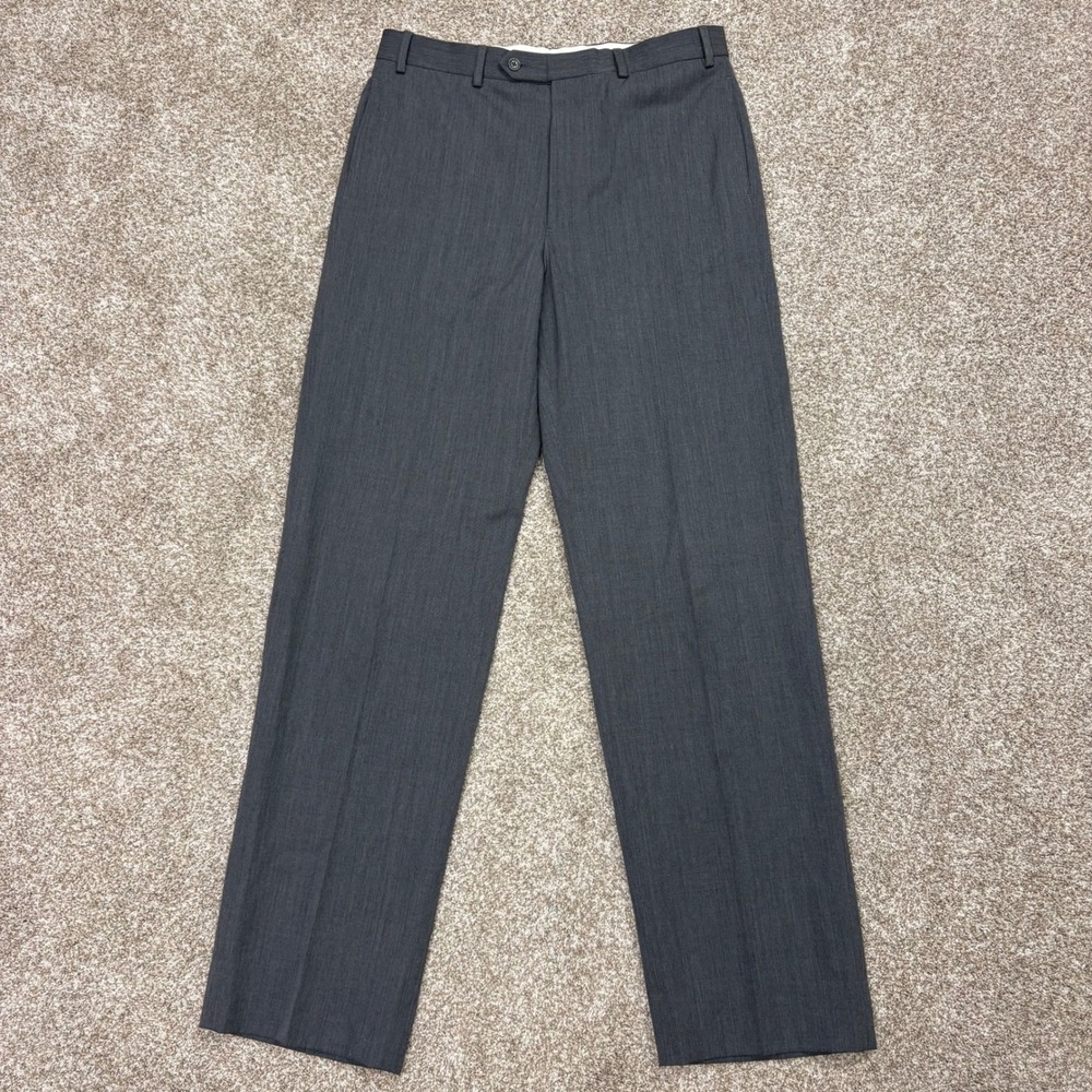 Brooks Brothers 346 Wool Dress Pants Mens 34x34 Gray Flat Front Trousers